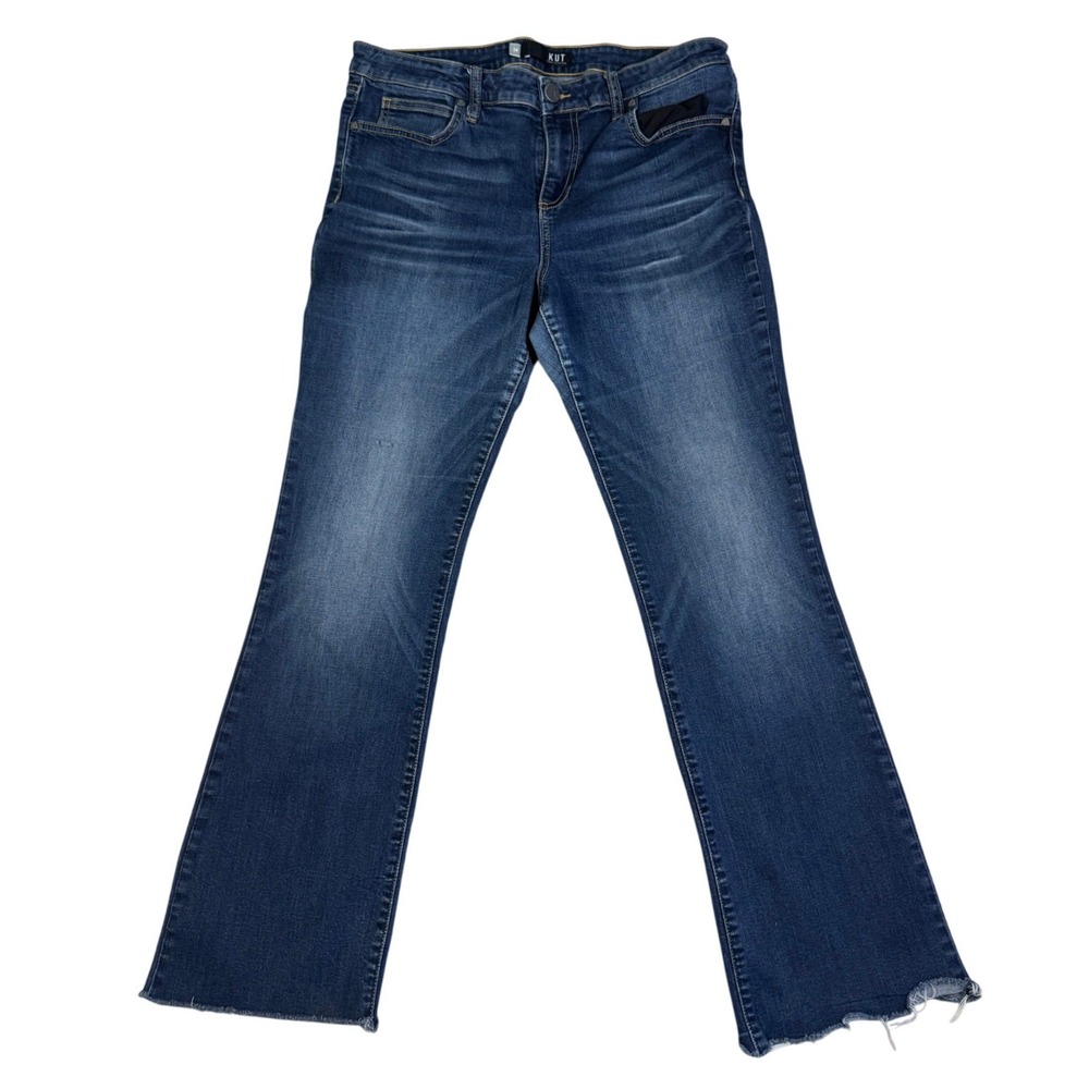 KUT From The Kloth Natalie Kurvy Bootcut Size 14 Raw Hem Jeans Denim Streetwear